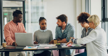 Multiracial business team having a meeting in an office